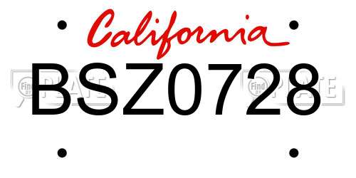BSZ0728 California License Plate