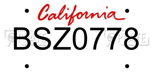 BSZ0778 California License Plate