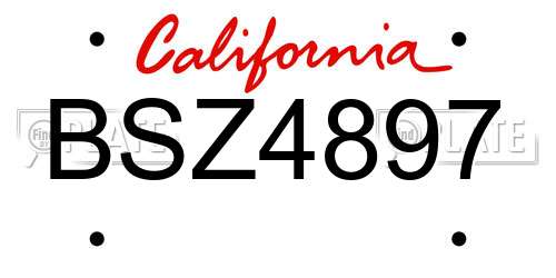 BSZ4897 California License Plate