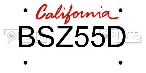 BSZ55D California License Plate