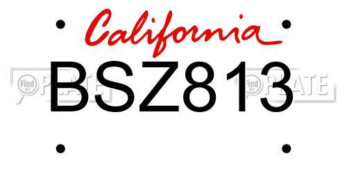 BSZ813 California License Plate