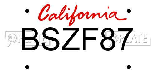 BSZF87 California License Plate