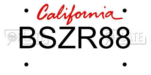 BSZR88 California License Plate