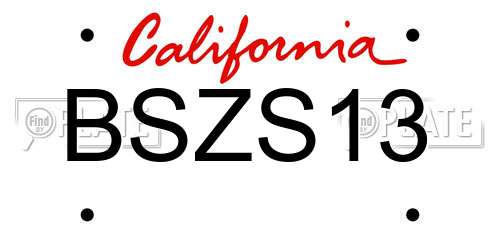 BSZS13 California License Plate
