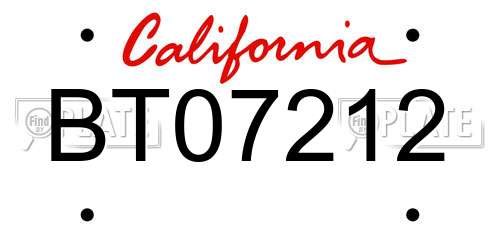 BT07212 California License Plate