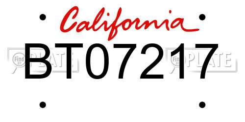 BT07217 California License Plate