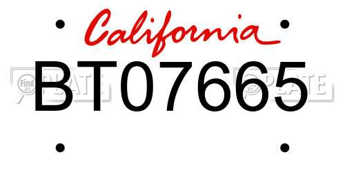 BT07665 California License Plate
