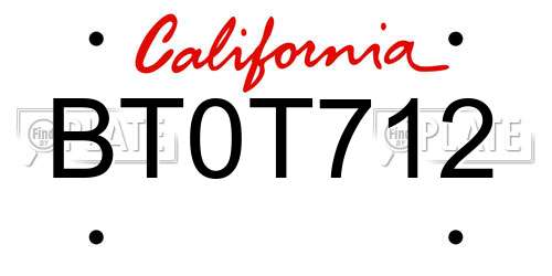 BT0T712 California License Plate