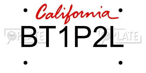 BT1P2L California License Plate