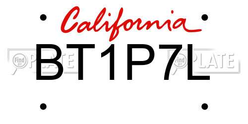 BT1P7L California License Plate