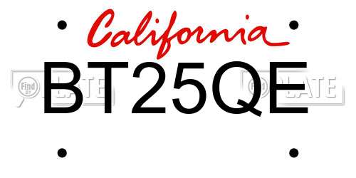 BT25QE California License Plate