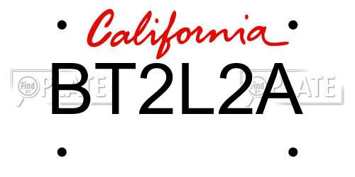 BT2L2A California License Plate