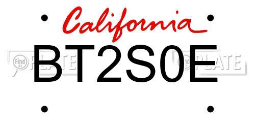 BT2S0E California License Plate