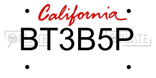 BT3B5P California License Plate
