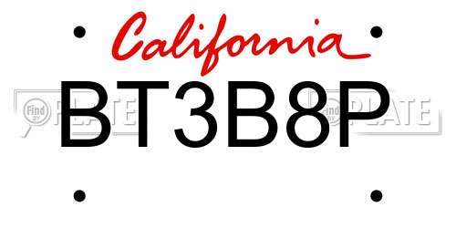 BT3B8P California License Plate