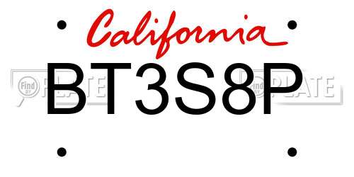 BT3S8P California License Plate