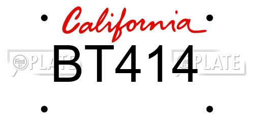 BT414 California License Plate