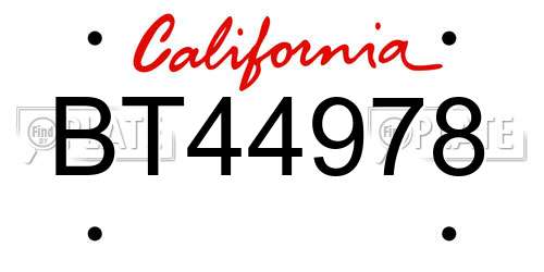 BT44978 California License Plate