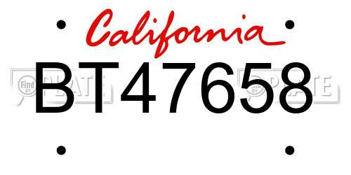 BT47658 California License Plate