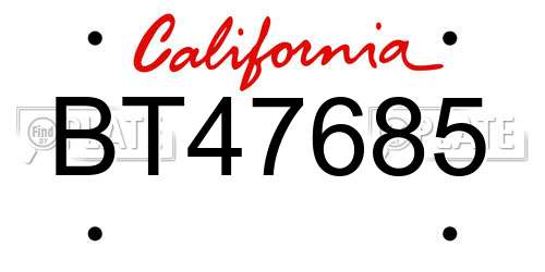 BT47685 California License Plate