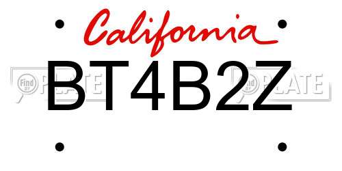 BT4B2Z California License Plate