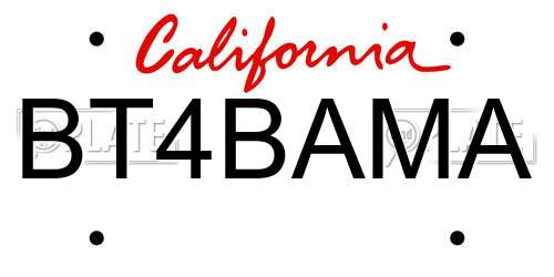 BT4BAMA California License Plate