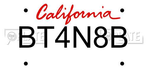 BT4N8B California License Plate