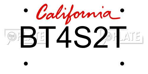 BT4S2T California License Plate