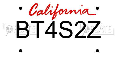 BT4S2Z California License Plate