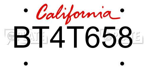 BT4T658 California License Plate