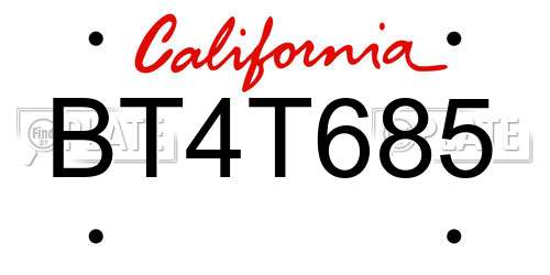 BT4T685 California License Plate