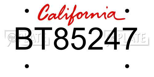 BT85247 California License Plate