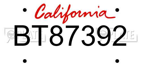 BT87392 California License Plate