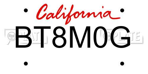 BT8M0G California License Plate