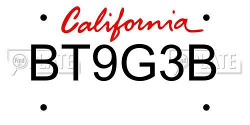 BT9G3B California License Plate