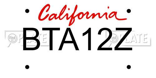 BTA12Z California License Plate