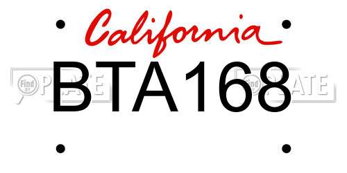BTA168 California License Plate