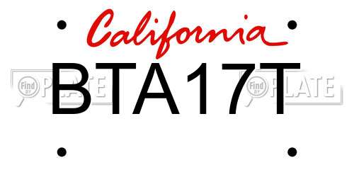 BTA17T California License Plate