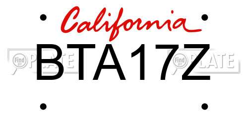 BTA17Z California License Plate