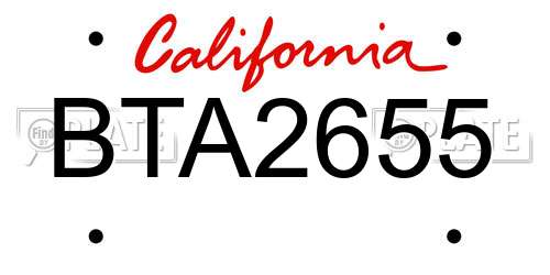 BTA2655 California License Plate