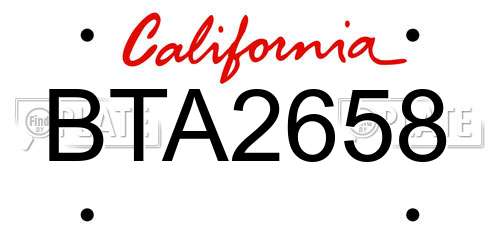 BTA2658 California License Plate