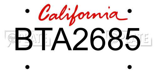 BTA2685 California License Plate