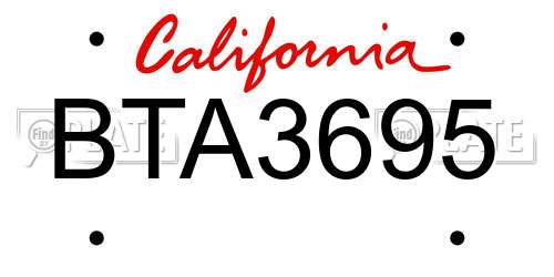 BTA3695 California License Plate