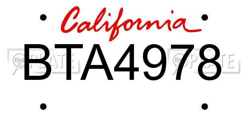 BTA4978 California License Plate
