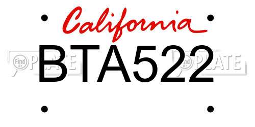 BTA522 California License Plate