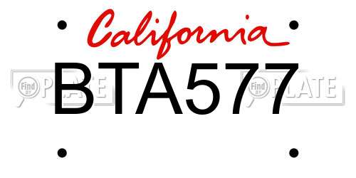 BTA577 California License Plate