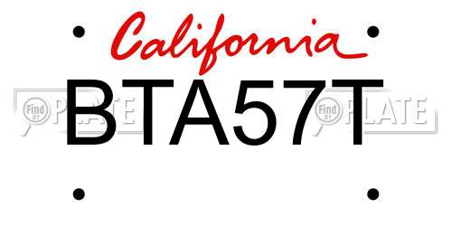 BTA57T California License Plate