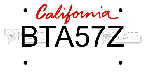 BTA57Z California License Plate