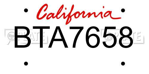 BTA7658 California License Plate