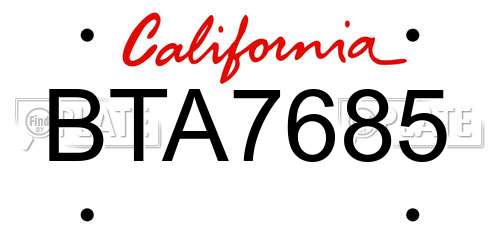 BTA7685 California License Plate